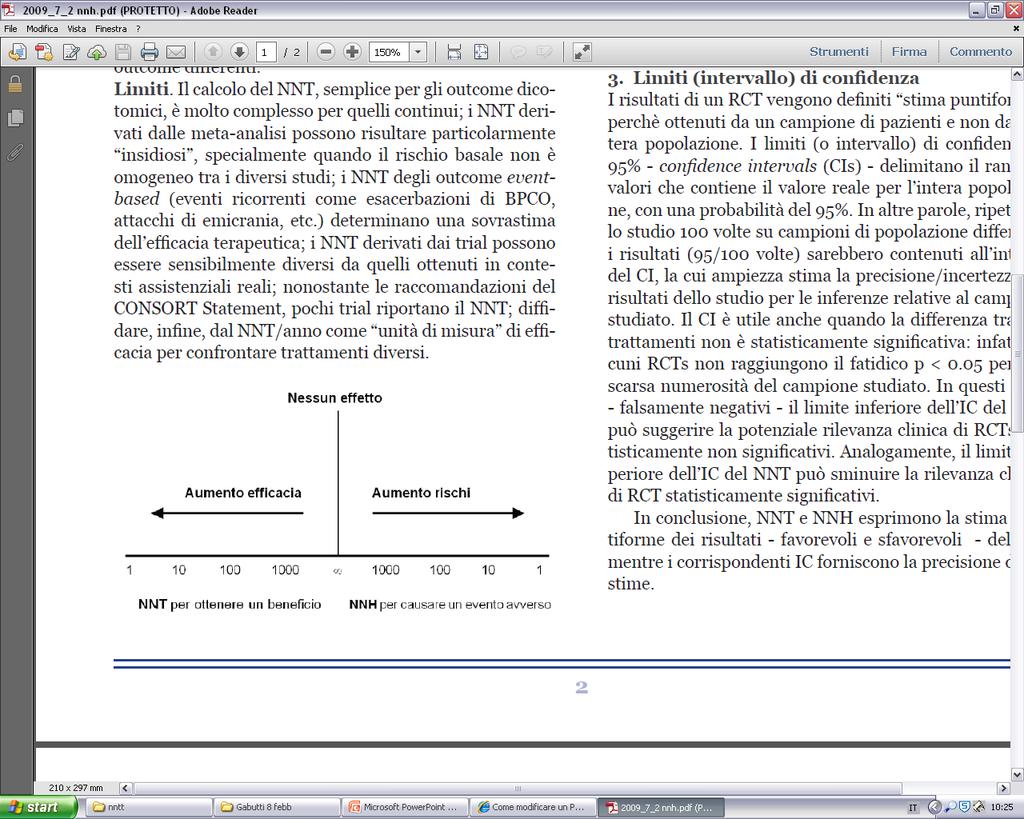 NNH All aumentare di NNH si riduce la probabilità di