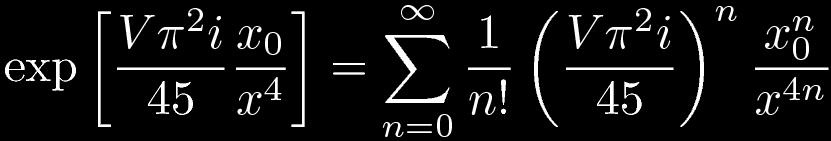 Si sviluppa adesso in serie l'esponenziale e si integra termine per termine (sviluppo a molteplicita' fissate) e si integra in x