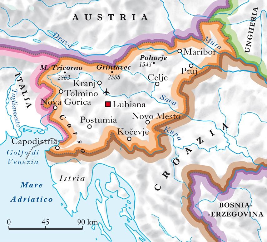 Confini A ovest con l'italia. A nord con l'austria.