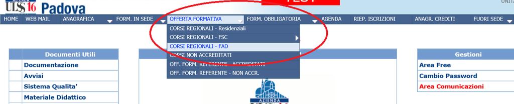 Dal menù OFFERTA FORMATIVA, il referente visualizza i corsi destinati alla propria struttura organizzativa, suddivisi per metodologia Alla