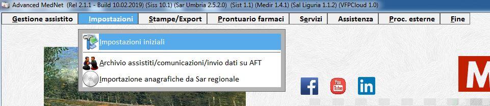 Prima configurazione della postazione Dalla finestra principale andare nel menu Impostaizoni/Impostazioni iniziali.