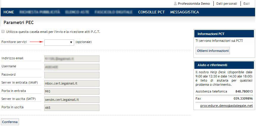 2. PARAMETRI PEC Selezionando la voce di menù parametri PEC si accede all'area di configurazione dell'applicativo Redattore Atti relativa all'inserimento dei proprio parametri di Posta Elettronica