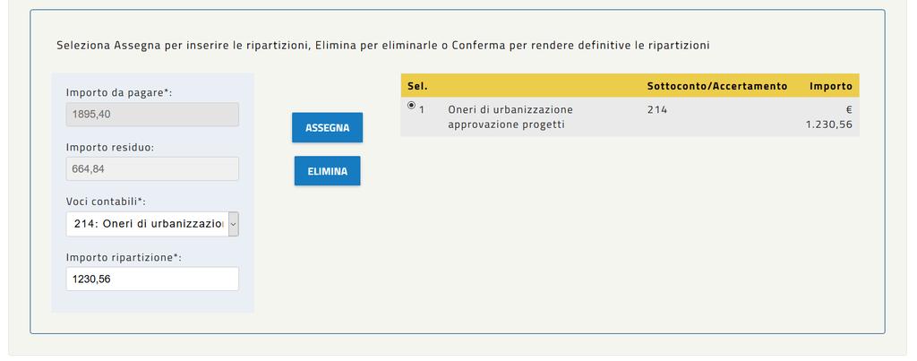 Tariffa Variabile L importo inserito viene evidenziato nel riquadro a destra Il sistema riporta automaticamente nel campo importo residuo (in