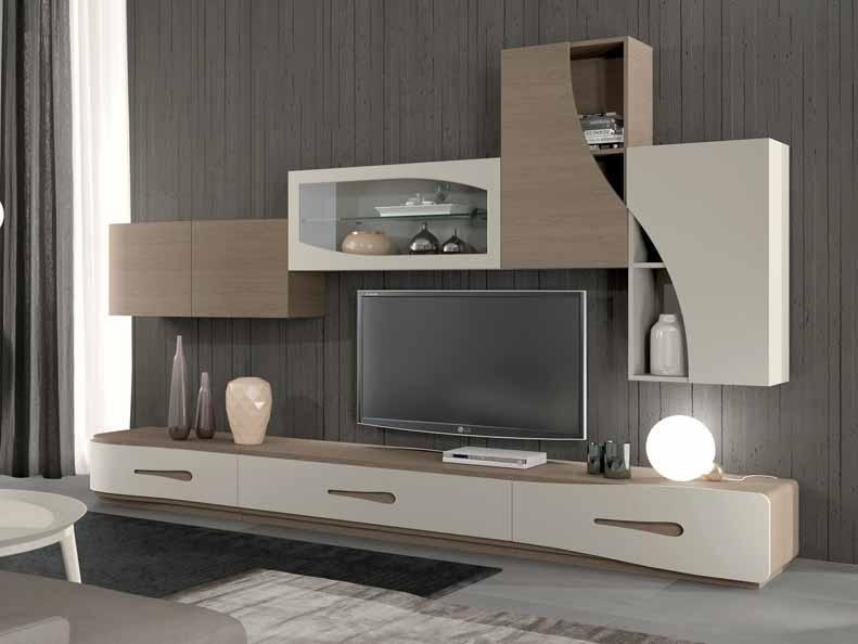 Wall cabinets and open compartments create compositions that organise space to individual requirements, for the ideal layout in every