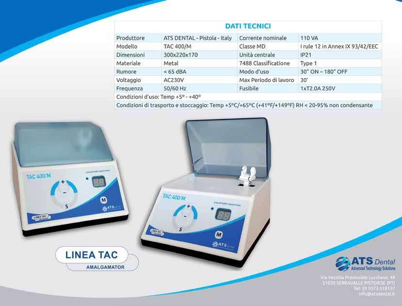 Vibratore per amalgama digitale TAC 400/M con 10 diversi tempi di miscelazione di amalgame e di altri materiali da otturazione.