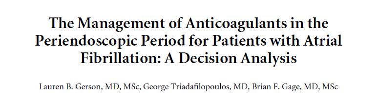 Gestione terapia anti-trombotica pre-colonscopia Gerson LB et al.