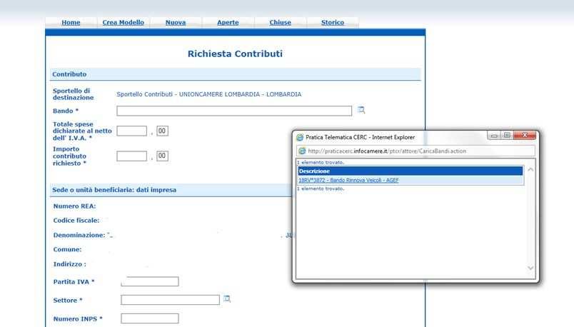 Seleziona il Bando e completa