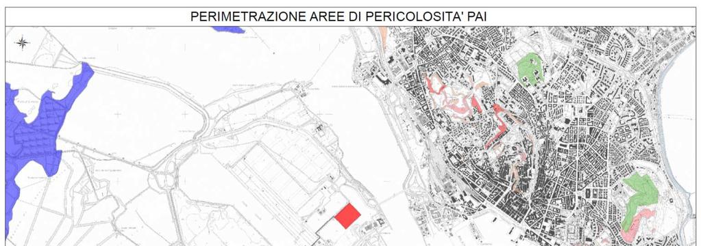 Pag. 61 di 87 Figura 16 - Perimetrazione aree di pericolosità PAI Dall analisi della figura precedente, in cui sono riportate le aree a Pericolosità Idraulica (Hi) e a Pericolosità Geomorfologica