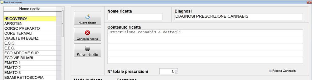 ricetta (diagnosi, contenuto ricetta, N* totale