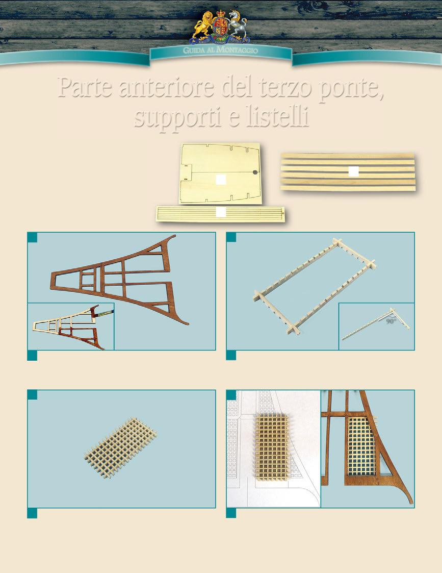 GUIDA AL ONTAGGIO Parte anteriore del terzo ponte, supporti e listelli A. Parte anteriore del terzo ponte B. Supporti C.