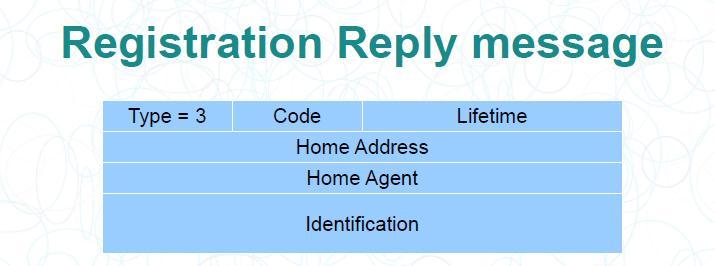 Il messaggio di Registration Reply è formato da: - Un campo Code che indica l'esito della registrazione.