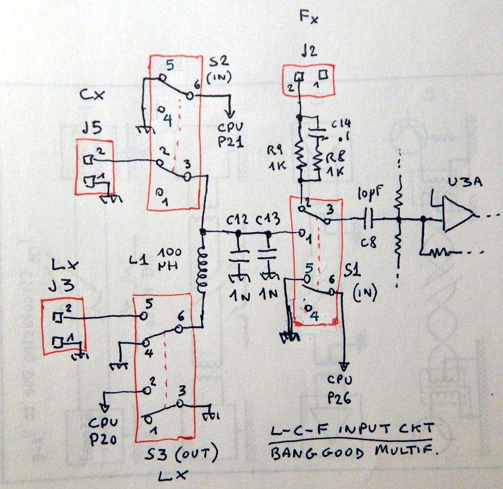 SCHEMA INGRESSI L C F RIDISEGNATO Per chiarezza ho ridisegnato a penna lo schema di ingresso misura, pensando che sia più intuitivo capirne il funzionamento.