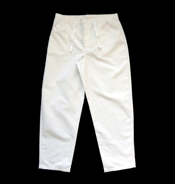 Pantalone classico unisex, patta con due bottoni, cintura con nastrino di