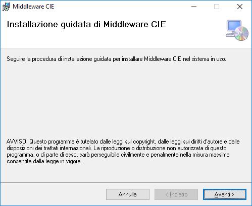 CAPITOLO 3 Installazione del Middleware CIE Per installare il Middleware CIE è necessario disporre di un account con privilegi di amministratore.