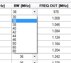 4. Impostazione Banda passante Transponder BW Selezionare la corretta banda del trasponder che si desidera convertire.