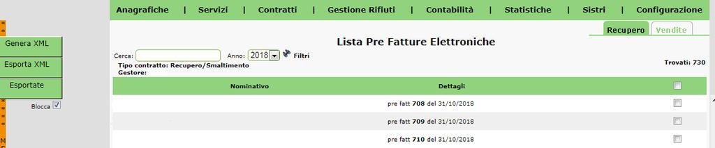 EstarWeb non effettua l'archiviazione delle fatture generate. Fig.