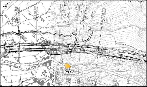 LOCALIZZAZIONE DEL PUNTO DI MISURA CODICE PUNTO DI MISURA: PA-02 VIA/PIAZZA: SS77 DELLA VAL DI CHIENTI COLLE SAN LORENZO FASE MONITORAGGIO: C.O. CORRISPONDENZA: GALLERIA ARTIFICIALE SAN LORENZO II PROGR.