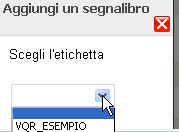 Apparirà un menù a tendina: per inserire il prodotto nel Segnalibro