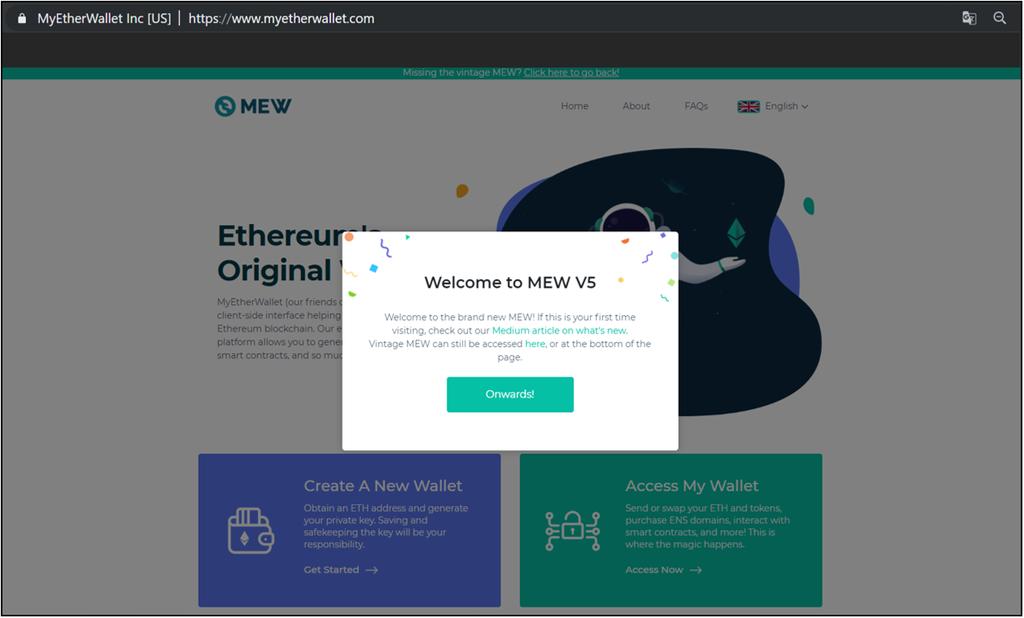 CREARE UN NUOVO WALLET Per creare un wallet di Ethereum con MyEtherWallet aprite una pagina del browser e andate all indirizzo https://www.myetherwallet.com.