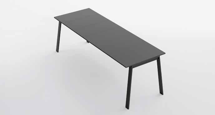 Corby extending table, also available in peninsula version, with 1,8 cm-thick top in