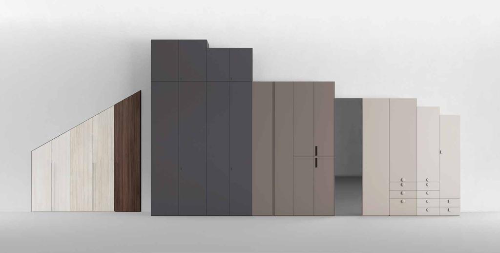 elements ARMADI ANTA BATTENTE panoramica HINGED DOOR WARDROBES overview INFO Elementi sovrapponibili, disponibili in tutte le larghezze. Stackable units, available in all widths.