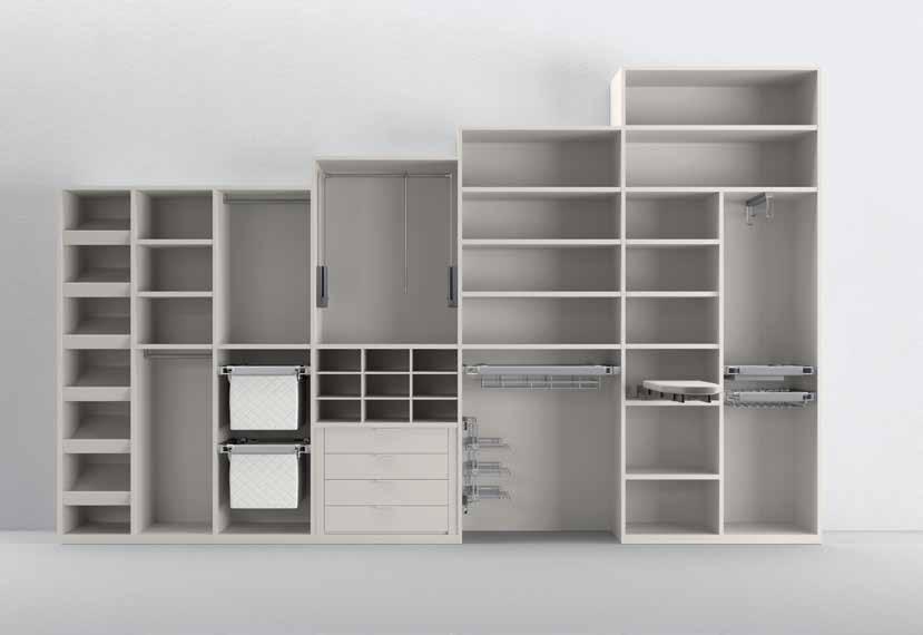 elements CABINA ARMADIO panoramica WALK-IN CLOSET overview CABINA A SPALLA panoramica WALK-IN CLOSET SYSTEM