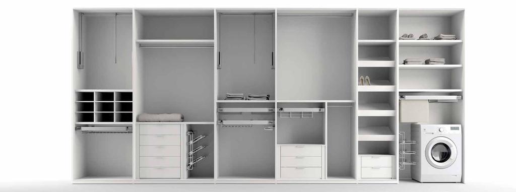 elements ATTREZZATURE PER ARMADI E CABINE ARMADIO panoramica WARDROBE AND WALK-IN CLOSET FITTINGS overview 1 5 6 12 2 10 13 3 4 8 9 11 7 1. 2. 3. 4. 6. 8. 9. 10. 11. 12. 13. Servetto appendiabiti estensibile.