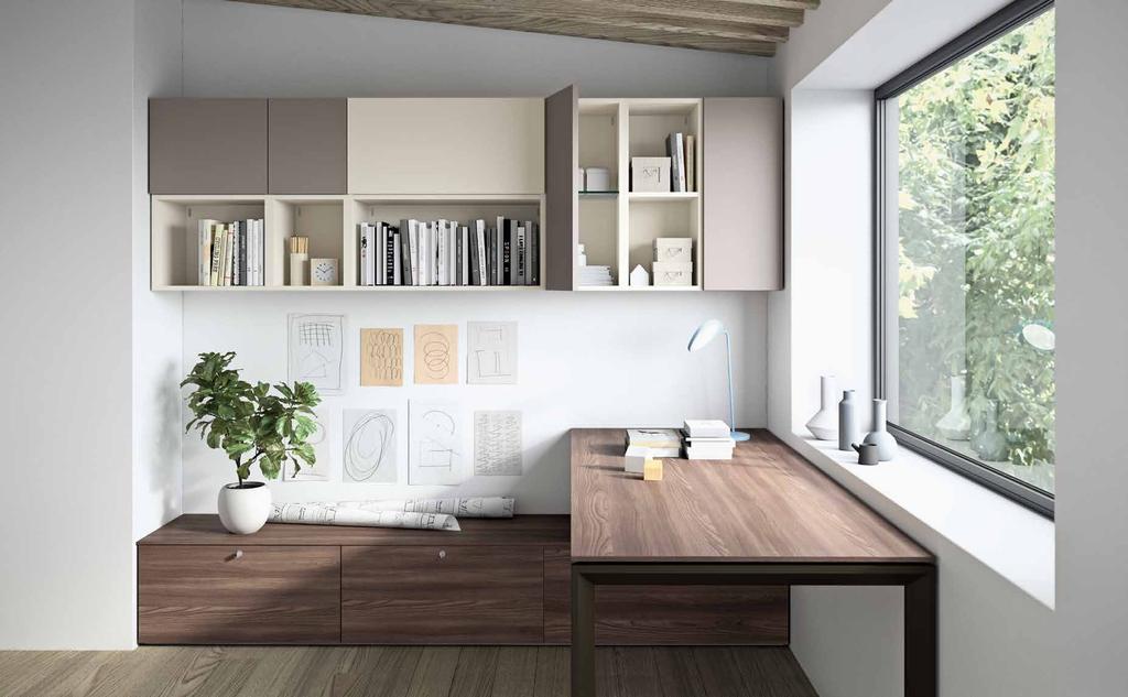 ARRANGEMENTS L4 living rooms A pensili e casellari closed and open wall units L W 240 cm H 73,2 cm P D