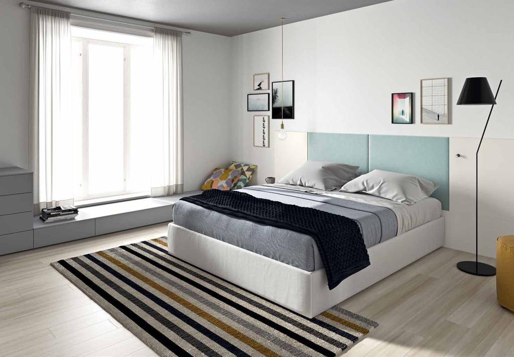 ARRANGEMENTS B9 bedrooms C KEY PRODUCT testiera a muro Arnad, letto Turca imbottito