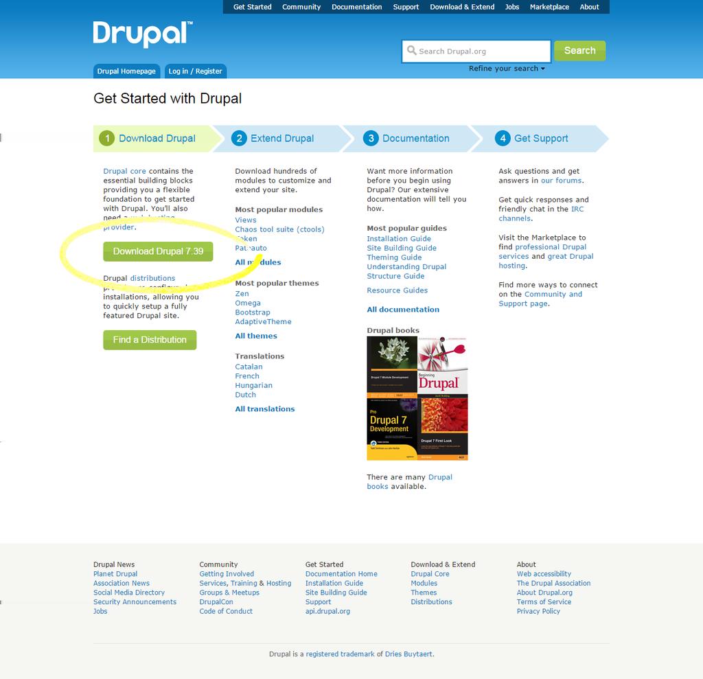 Cliccare su Download Drupal 7.x.