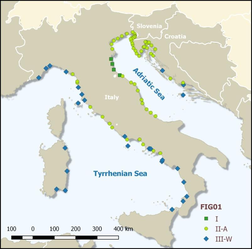 Ubicazione delle stazioni e dei transetti di campionamento