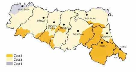 LE ZONE SISMICHE DELL EMILIA R. Zona 1 è la zona più pericolosa che non è presente in E.Romagna.