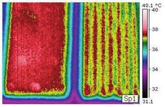 Termografia di confronto L immagine termografica mostra la distribuzione del calore di RADIAL TOP C con tubo da 10 mm (sulla sinistra) rispetto a quella di un sistema standard