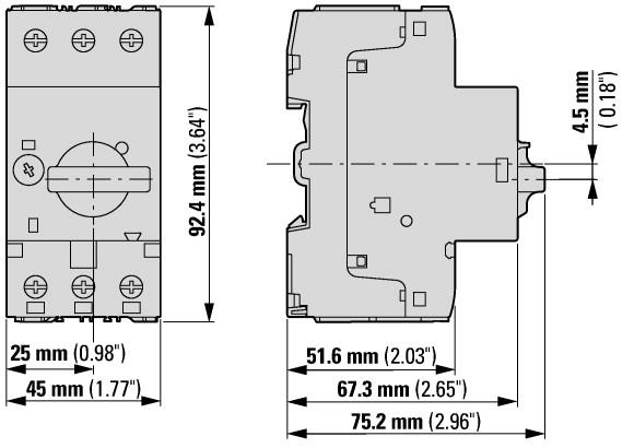 Dimensioni Interruttori per protezione motore con contatto ausiliario