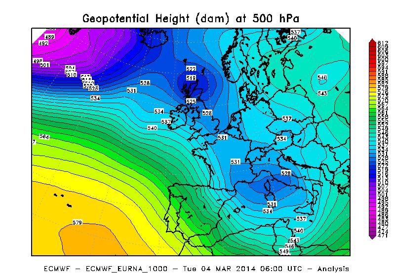 Considerazioni generali I primi giorni del mese di Marzo 2014 sono stati caratterizzati da una situazione meteorologica simile a quella che si è verificata per la maggior parte dell Inverno