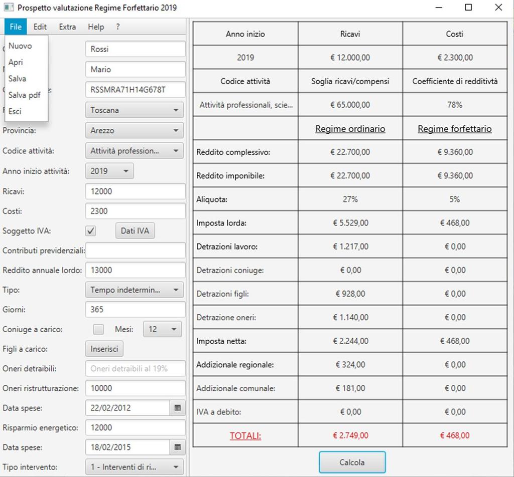 Figura 10 - Menu File Il menu EDIT consente, invece, di resettare tutti i campi.