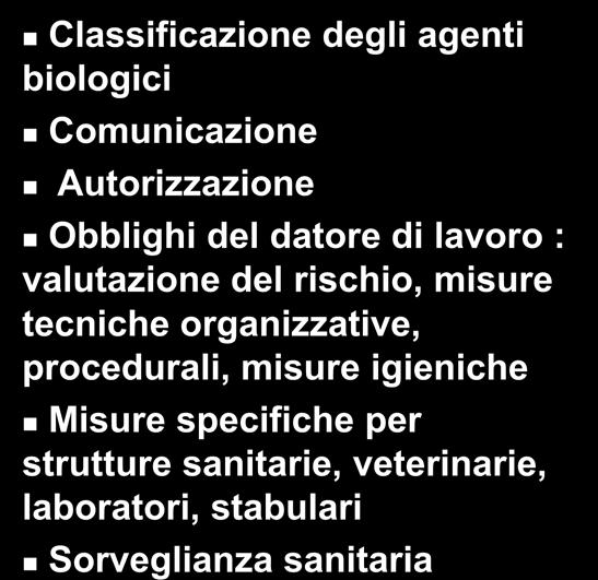 81 Titolo X Classificazione degli agenti biologici