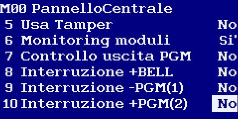 INTERRUZIONE USCITA PGM Per evitare una rapida scarica della batteria tampone (ad esempio, nel caso in cui questa fosse guasta), se il Pannello centrale misura una tensione di batteria inferiore a