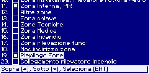 Tapparella (Normalmente Chiuso Zona contaimpulsi) ; La configurazione di default prevefe che tutte le zone siano associate alla partizione 1