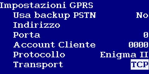 Porta Inserire il numero della porta TCP oppure UDP attraverso la quale sarà effettuata la comunicazione con la centrale operativa.