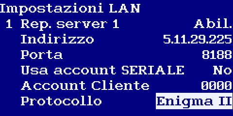 Usa Account SERIALE Questa opzione consente di utilizzare l account cliente memorizzato nel campo Account Seriale.