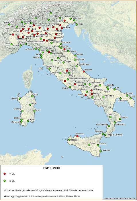 ARPA PUGLIA - Unica AOO - 0002/0001 - Protocollo 0019695-2 - 18/03/2019 - CRA Secondo tale rapporto, nel 2017 in Italia il PM10 mostra un peggioramento rispetto al 2016 riportandosi ai livelli del