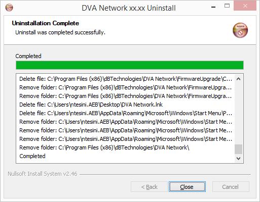 DVA Network Software Remove To remove the software, please follow the procedures below: 1. Click on uninst.