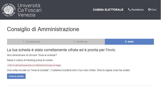 depositare la scheda nell urna (6). A questo punto parte il processo di cifratura della scheda.