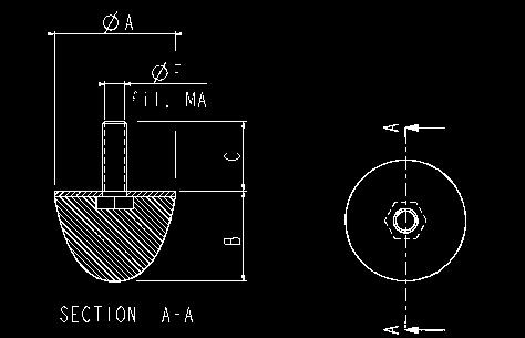 BOCCOLE E ANTIVIBRANTI PIEDI PARABOLICI Ø A (mm)