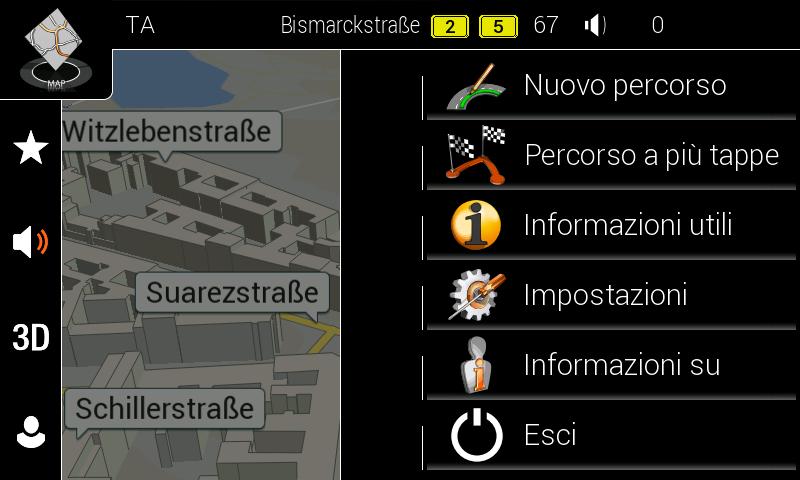 2.4 Menu di navigazione All'interno della vista di navigazione, toccare per aprire il menu di navigazione.