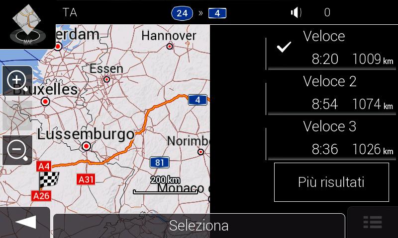 L'intera lunghezza del percorso pianificato viene visualizzata sulla mappa insieme alle seguenti informazioni aggiuntive: La lunghezza totale del percorso. La durata totale del percorso. 4.