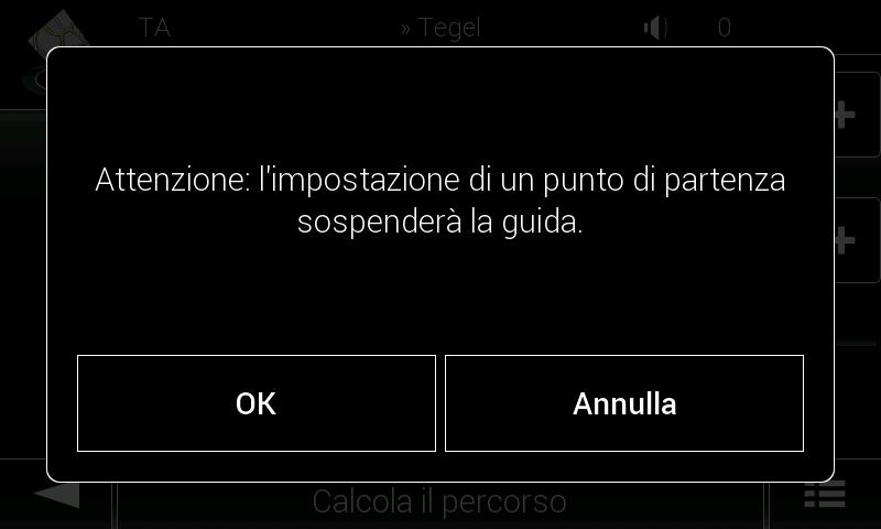 2. Nel menu di navigazione, toccare. 3. La prima riga dal basso è il punto di partenza del percorso, normalmente la posizione GPS corrente.