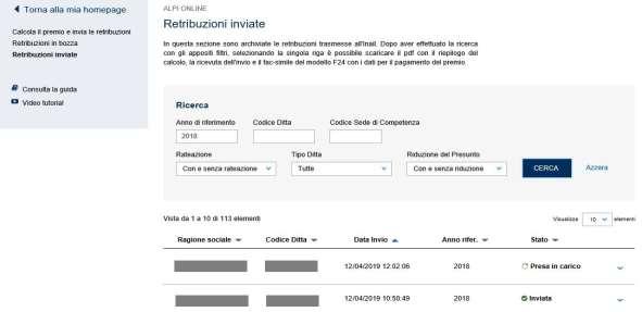 Codice Ditta, ditta per cui sono state inviate una o più dichiarazioni. Codice Sede di Competenza, sede di competenza per la ditta.