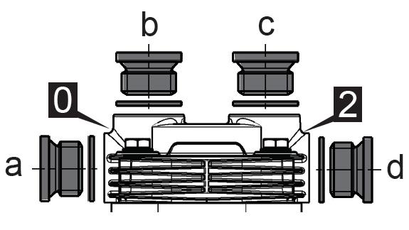 Fig1: Orientamento Testa Compressore Fig2: Tappi Ingresso / Uscita Aria a,b Tappi per porte